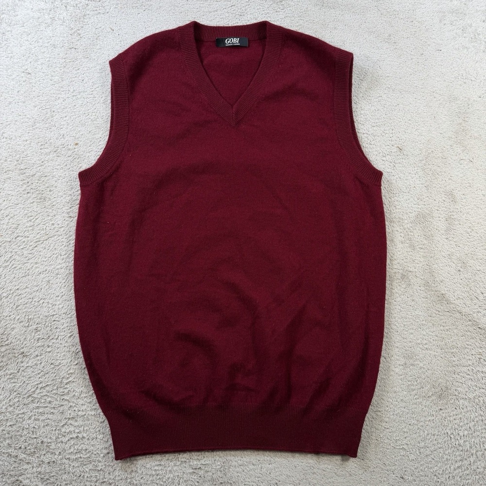 Gobi Sweater Vest Mens Small Burgundy 100% Cashmere V Neck Soft Tank Sleeveless